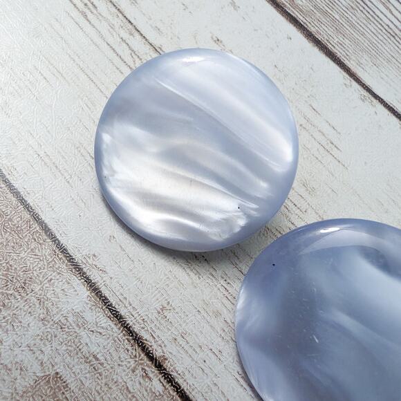 Vintage Clip On Earrings Frosty Blue Circle - Picture 5 of 8